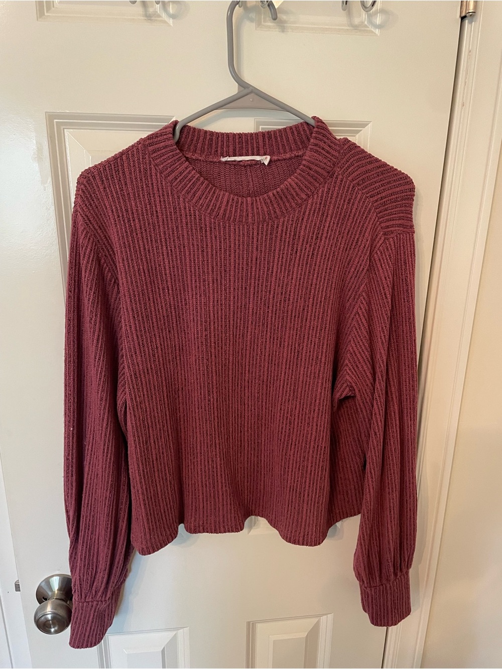 Ribbed Crewneck Sweater in Mauve